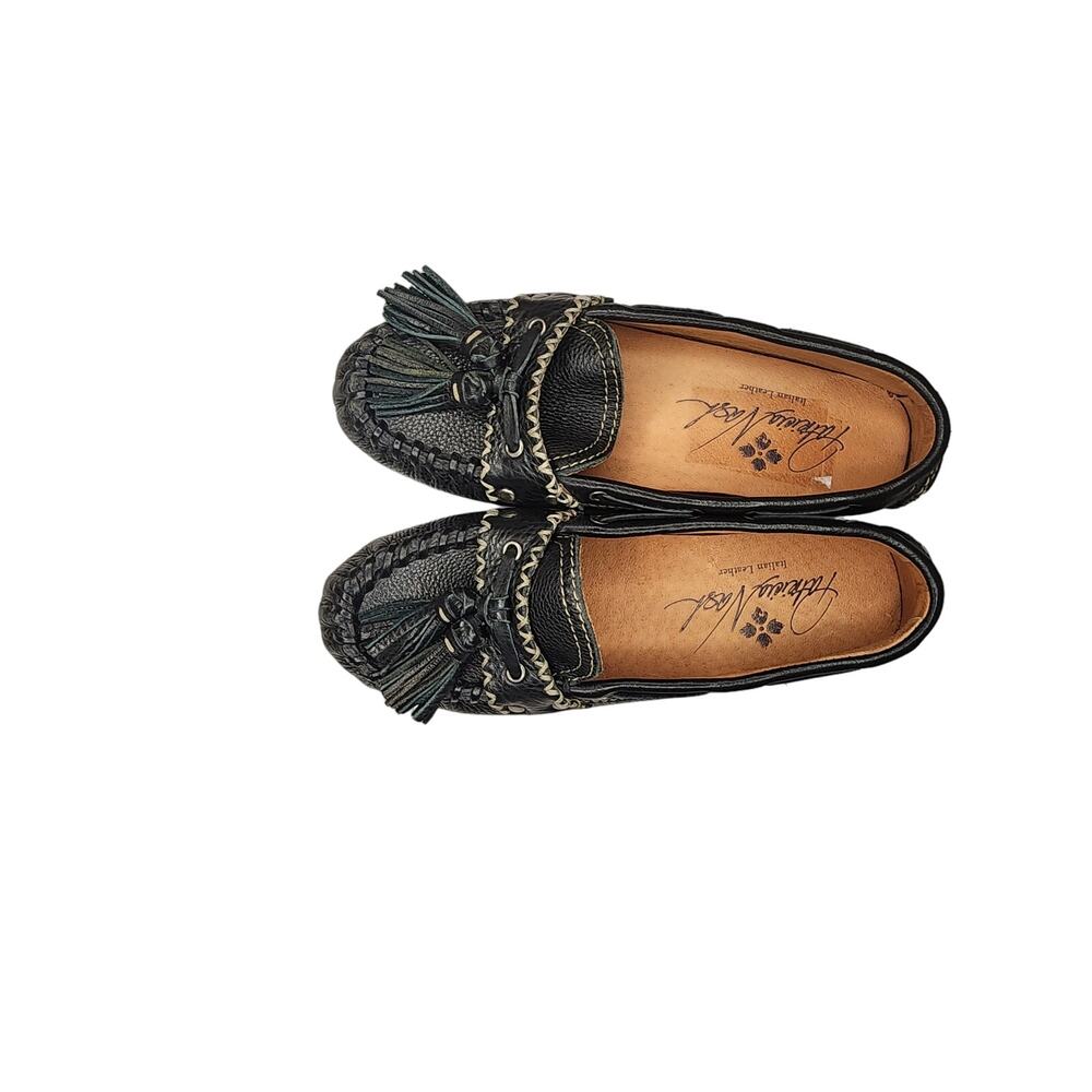 Patricia Nash Black Leather Tassel Moccasins Size 6 NEW Boho Western - Picture 5 of 8